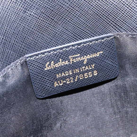 Salvatore Ferragamo Chain Shoulder Bag Leather Black Gold Auth 135347