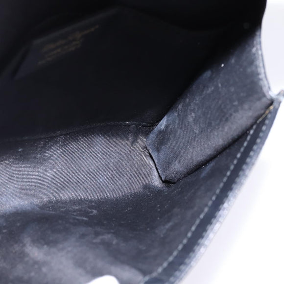 Salvatore Ferragamo Chain Shoulder Bag Leather Black Gold Auth 135347