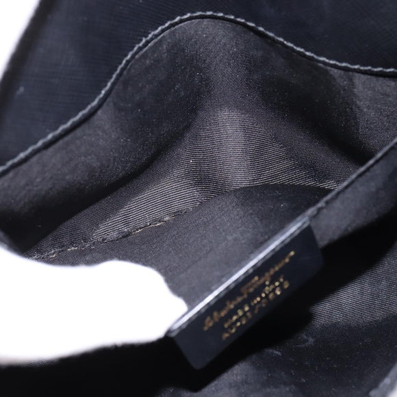 Salvatore Ferragamo Chain Shoulder Bag Leather Black Gold Auth 135347