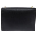 Salvatore Ferragamo Chain Shoulder Bag Leather Black Gold Auth 135347-3