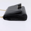 Salvatore Ferragamo Chain Shoulder Bag Leather Black Gold Auth 135347-4