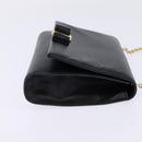 Salvatore Ferragamo Chain Shoulder Bag Leather Black Gold Auth 135347-5