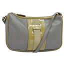 Salvatore Ferragamo Vala Shoulder Bag Leather Gray Gold Auth 135353-1