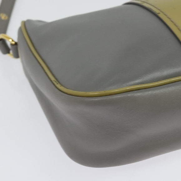Salvatore Ferragamo Vala Shoulder Bag Leather Gray Gold Auth 135353