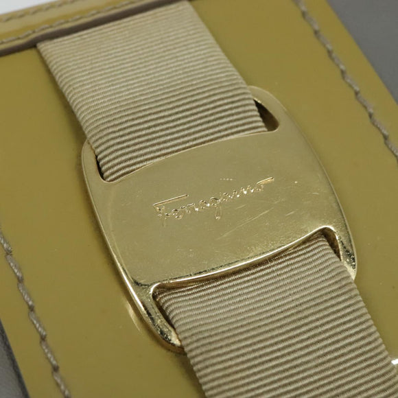 Salvatore Ferragamo Vala Shoulder Bag Leather Gray Gold Auth 135353