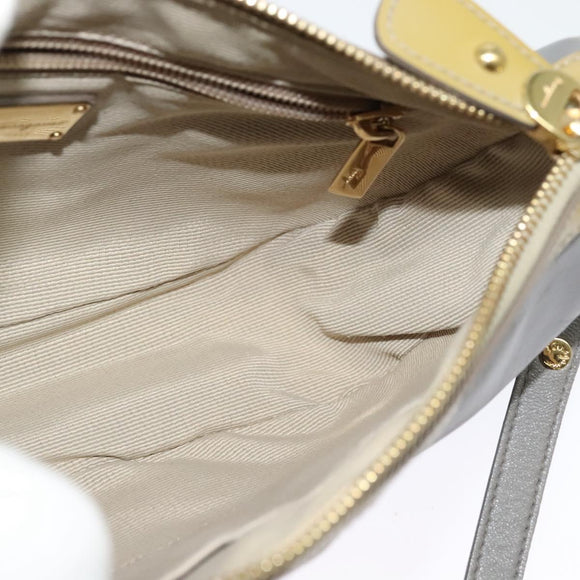 Salvatore Ferragamo Vala Shoulder Bag Leather Gray Gold Auth 135353