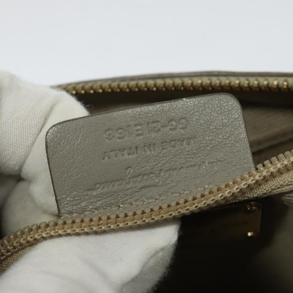 Salvatore Ferragamo Vala Shoulder Bag Leather Gray Gold Auth 135353