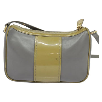 Salvatore Ferragamo Vala Shoulder Bag Leather Gray Gold Auth 135353 - 0