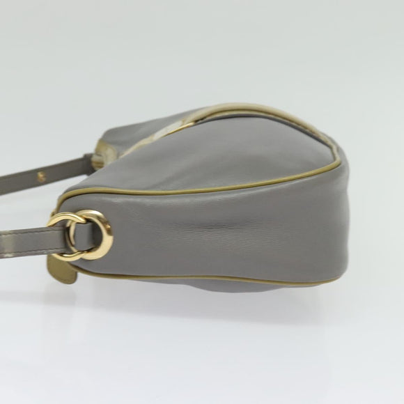 Salvatore Ferragamo Vala Shoulder Bag Leather Gray Gold Auth 135353