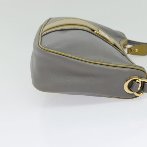 Salvatore Ferragamo Vala Shoulder Bag Leather Gray Gold Auth 135353