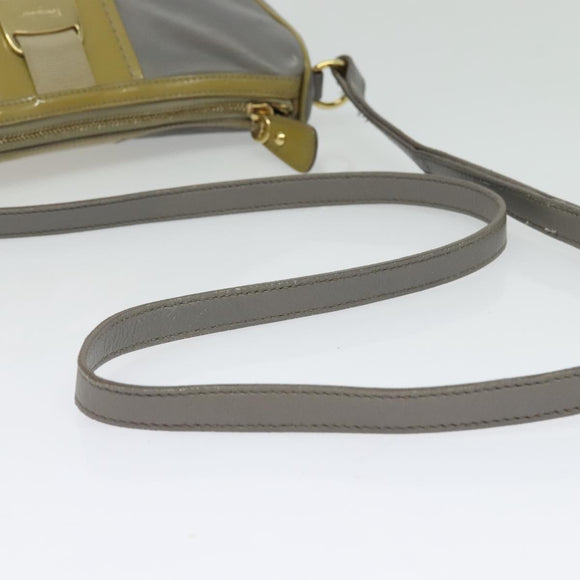 Salvatore Ferragamo Vala Shoulder Bag Leather Gray Gold Auth 135353