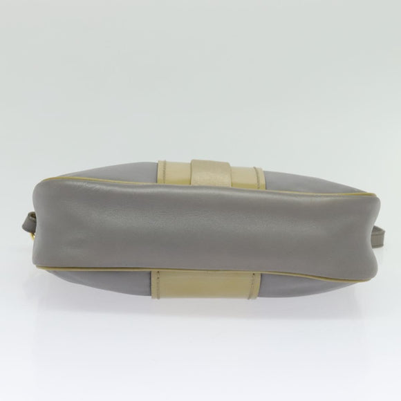 Salvatore Ferragamo Vala Shoulder Bag Leather Gray Gold Auth 135353