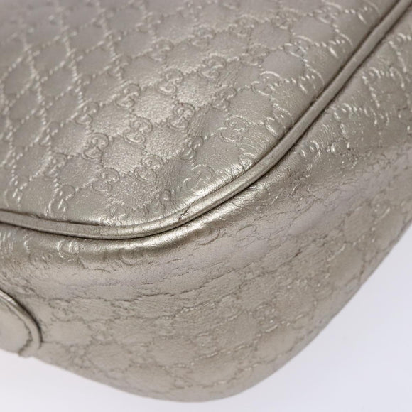 GUCCI Micro GG Canvas Guccissima Shoulder Bag Leather Silver 309538 Auth 135358