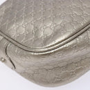 GUCCI Micro GG Canvas Guccissima Shoulder Bag Leather Silver 309538 Auth 135358-13