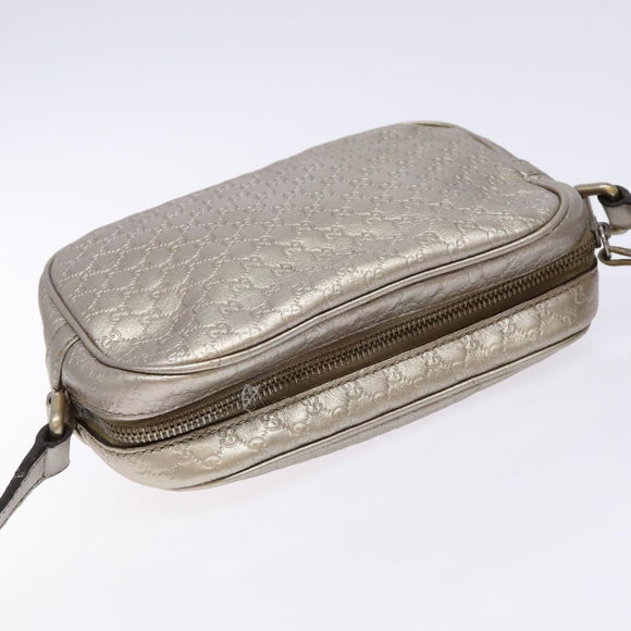 GUCCI Micro GG Canvas Guccissima Shoulder Bag Leather Silver 309538 Auth 135358