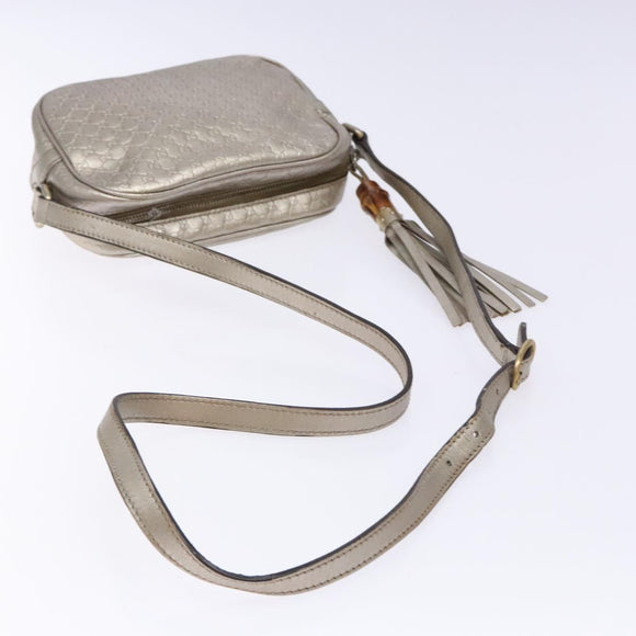 GUCCI Micro GG Canvas Guccissima Shoulder Bag Leather Silver 309538 Auth 135358