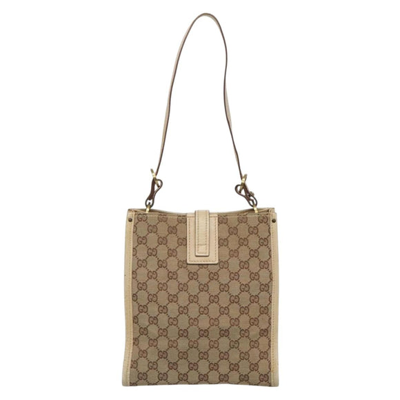 GUCCI GG Canvas Shoulder Bag Beige Gold 110292 Auth 135360