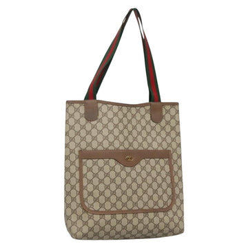 GUCCI GG Supreme Web Sherry Line Tote Bag PVC Beige Red 39 02 003 Auth 135373