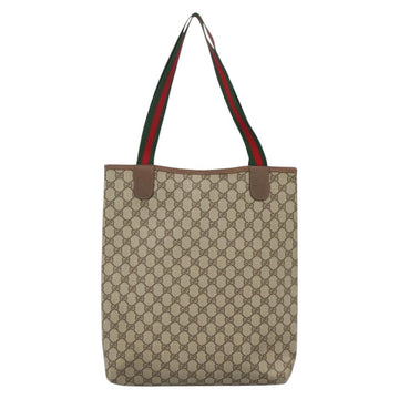 GUCCI GG Supreme Web Sherry Line Tote Bag PVC Beige Red 39 02 003 Auth 135373 - 0
