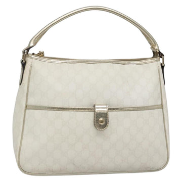 GUCCI GG Supreme Hand Bag PVC White Gold 189898 Auth 135379