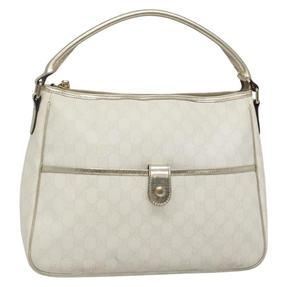 GUCCI GG Supreme Hand Bag PVC White Gold 189898 Auth 135379