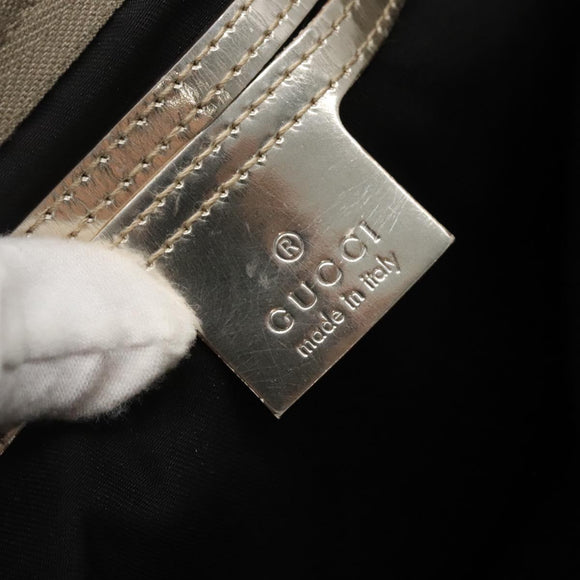 GUCCI GG Supreme Hand Bag PVC White Gold 189898 Auth 135379