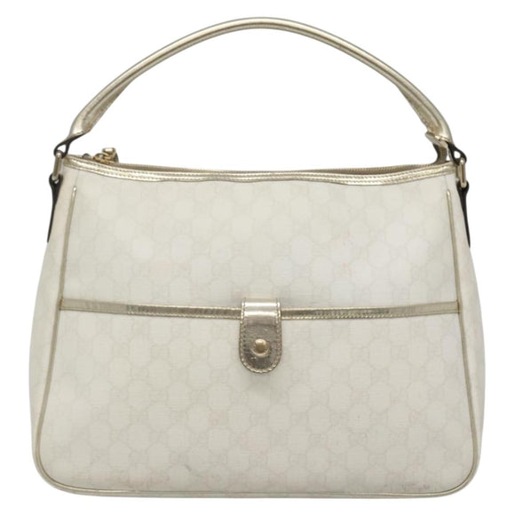 GUCCI GG Supreme Hand Bag PVC White Gold 189898 Auth 135379