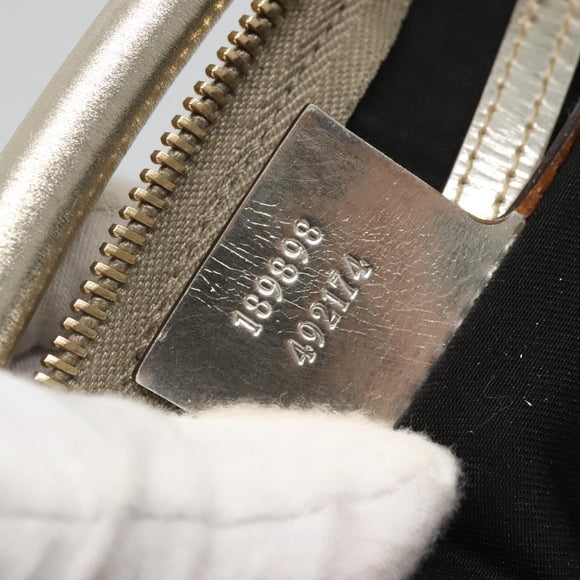 GUCCI GG Supreme Hand Bag PVC White Gold 189898 Auth 135379