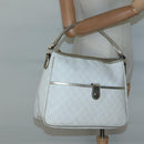 GUCCI GG Supreme Hand Bag PVC White Gold 189898 Auth 135379-23