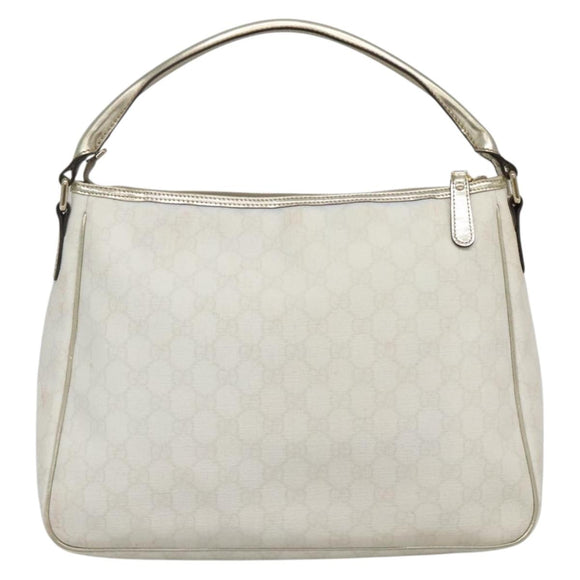 GUCCI GG Supreme Hand Bag PVC White Gold 189898 Auth 135379
