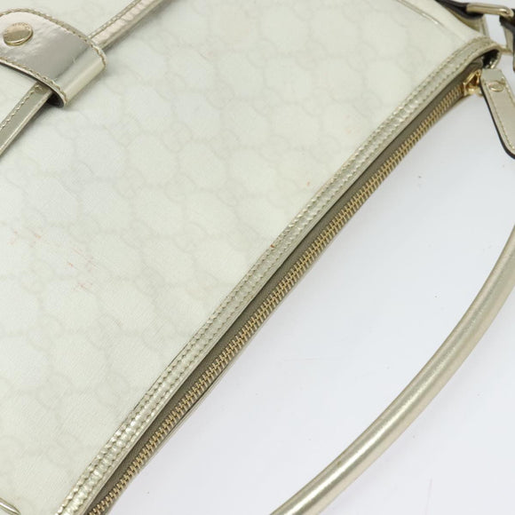 GUCCI GG Supreme Hand Bag PVC White Gold 189898 Auth 135379
