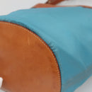 PRADA Shoulder Bag Nylon Leather Silver Blue Auth 135381-14