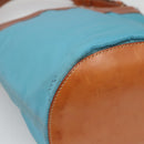 PRADA Shoulder Bag Nylon Leather Silver Blue Auth 135381-16