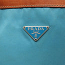 PRADA Shoulder Bag Nylon Leather Silver Blue Auth 135381-17