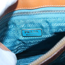 PRADA Shoulder Bag Nylon Leather Silver Blue Auth 135381-19