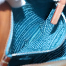 PRADA Shoulder Bag Nylon Leather Silver Blue Auth 135381-22