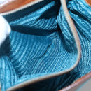 PRADA Shoulder Bag Nylon Leather Silver Blue Auth 135381-23