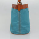 PRADA Shoulder Bag Nylon Leather Silver Blue Auth 135381-3