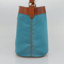 PRADA Shoulder Bag Nylon Leather Silver Blue Auth 135381-4