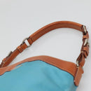 PRADA Shoulder Bag Nylon Leather Silver Blue Auth 135381-8