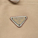PRADA Tote Bag Canvas Beige Silver Auth 135383-14