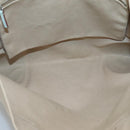 PRADA Tote Bag Canvas Beige Silver Auth 135383-15