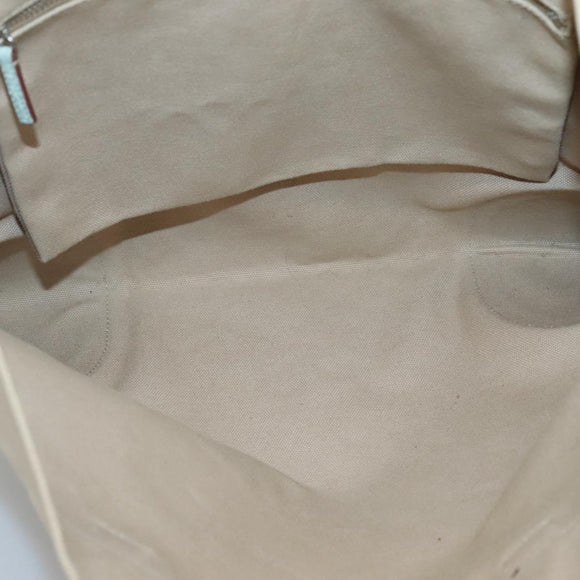 PRADA Tote Bag Canvas Beige Silver Auth 135383