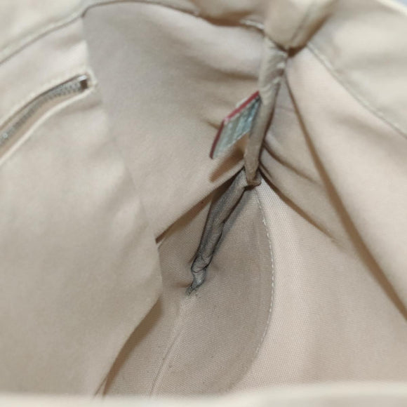 PRADA Tote Bag Canvas Beige Silver Auth 135383