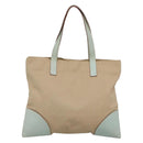 PRADA Tote Bag Canvas Beige Silver Auth 135383-3