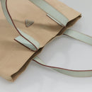 PRADA Tote Bag Canvas Beige Silver Auth 135383-6