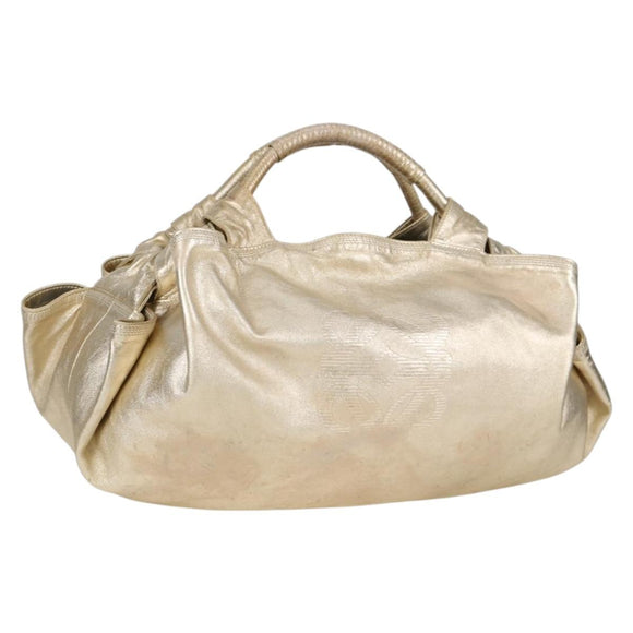 LOEWE Nappa Aire Anagram Hand Bag Leather Gold Auth 135386