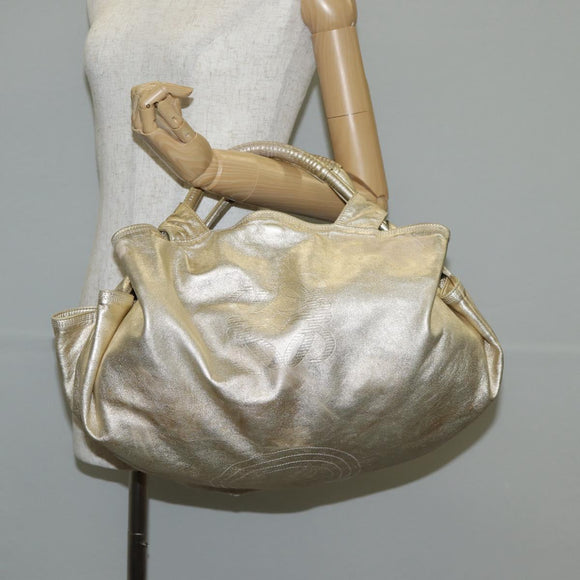 LOEWE Nappa Aire Anagram Hand Bag Leather Gold Auth 135386