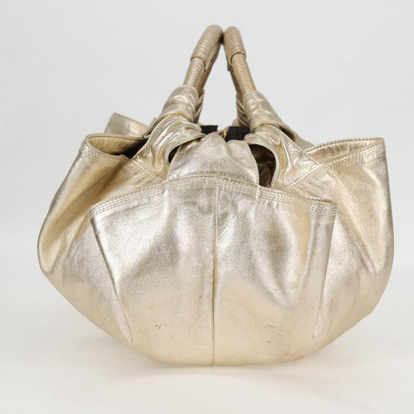 LOEWE Nappa Aire Anagram Hand Bag Leather Gold Auth 135386