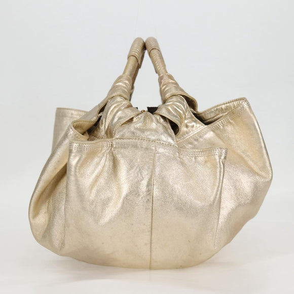 LOEWE Nappa Aire Anagram Hand Bag Leather Gold Auth 135386